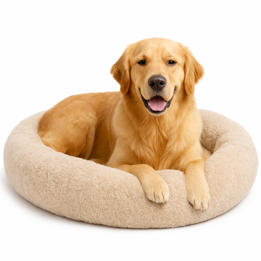 Round Plush Pet Bed – Super Soft Dog & Cat House, Winter Warm, Multiple Sizes S–XL, 40–90cm
