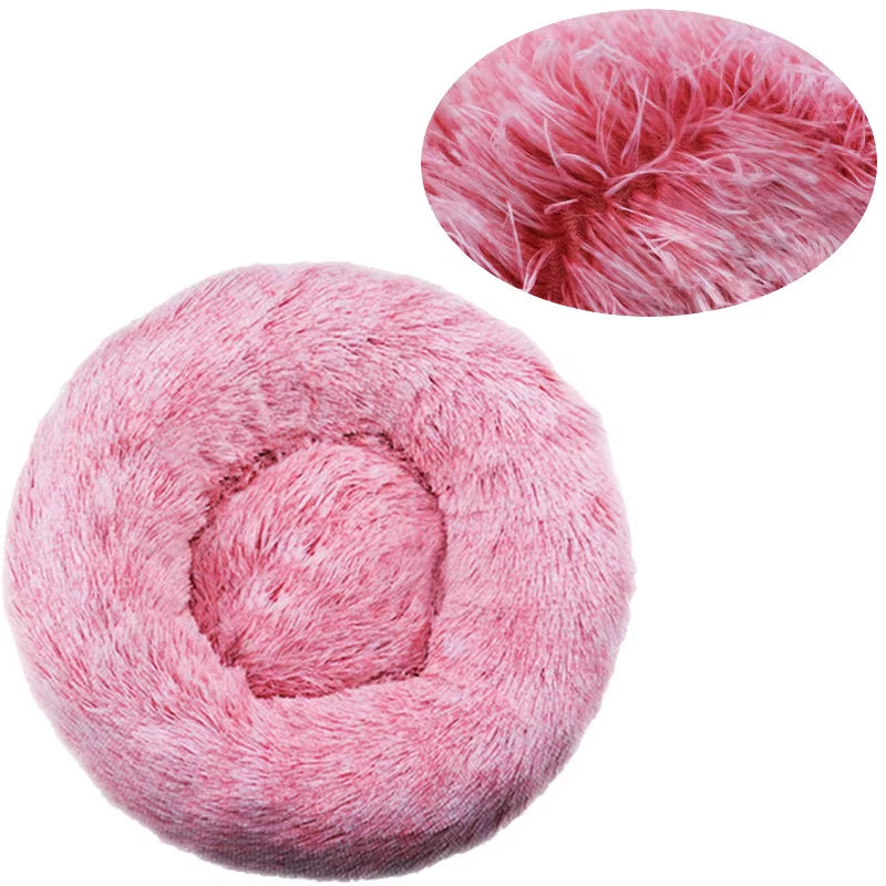 Round Plush Dog Bed and Cat Basket - Washable Winter Warm Pet Sofa for Small, Medium, and Large Dogs