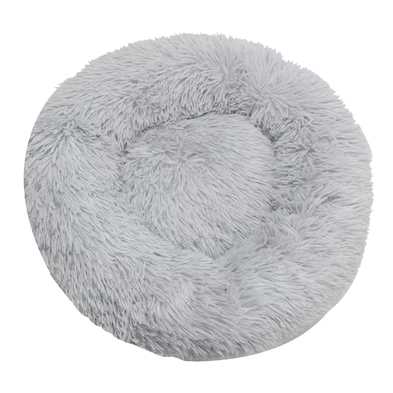 Round Plush Dog Bed and Cat Basket - Washable Winter Warm Pet Sofa for Small, Medium, and Large Dogs