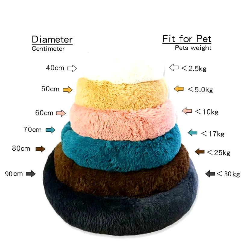 Round Plush Dog Bed and Cat Basket - Washable Winter Warm Pet Sofa for Small, Medium, and Large Dogs