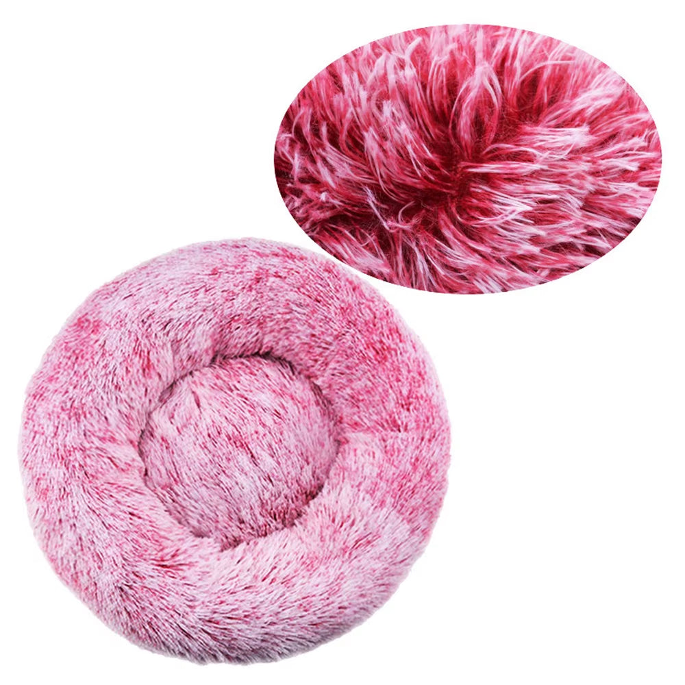 Round Plush Dog Bed and Cat Basket - Washable Winter Warm Pet Sofa for Small, Medium, and Large Dogs