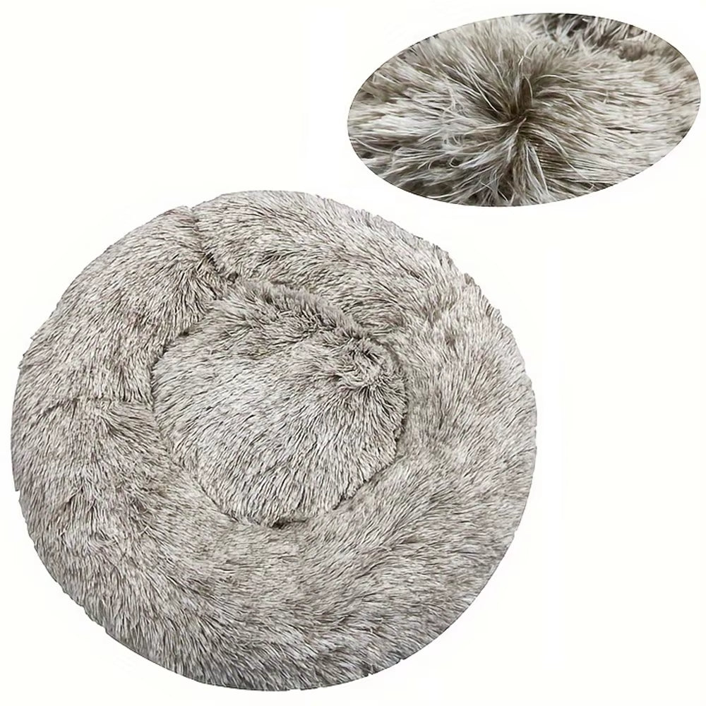 Round Plush Dog Bed and Cat Basket - Washable Winter Warm Pet Sofa for Small, Medium, and Large Dogs