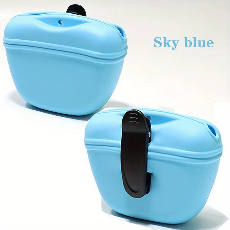Silicone Dog Treat Bag Pet Portable Dog Training Waist Bag Waterproof Dog Snack Training Bag with Magnetic Clip Pet Outing